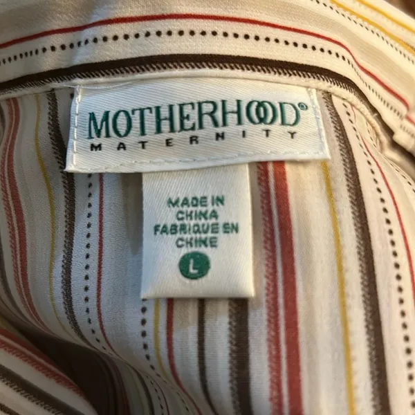 Motherhood Maternity Striped Button Up Tie Belt Elastic Waist Top L Multicolor - Image 9