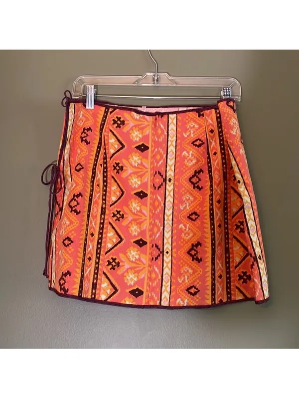Nwt‎ Free People Cleo Wrap Skirt in Rust Combo - Image 2