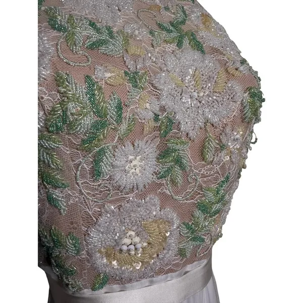 Sherri Hill Floral Beaded Mini Dress – Beaded Bodice, Chiffon Skirt, Size 2 - Image 6