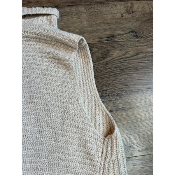 Womens LOFT sleeveless sweater draped vest oatmeal knit shawl cozy size M/L‎ - Image 7