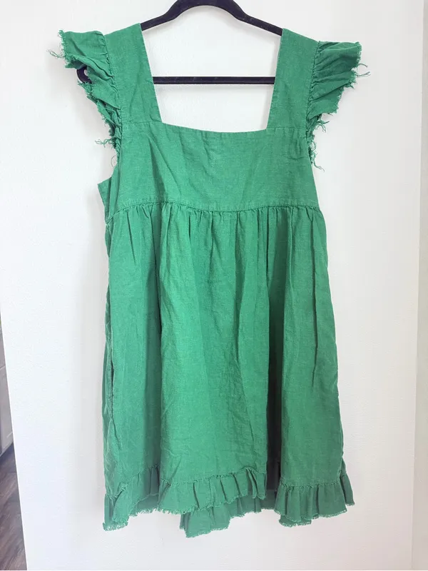 aerie Emerald Green Ruffle Sleeve Cotton Dress - Image 3