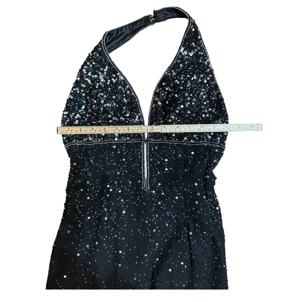 Scala Black Halter Beaded Sequin Maxi Formal Gown Sz L‎ - Image 14