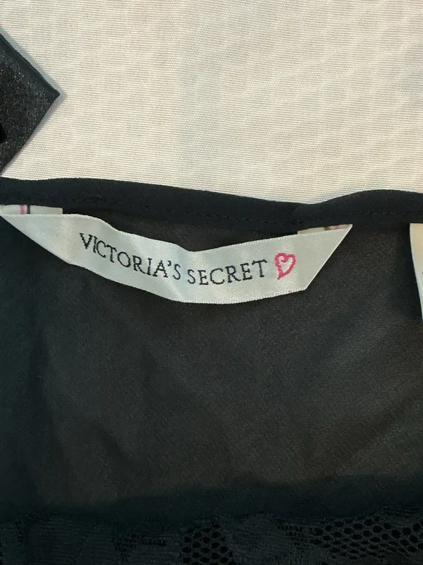 Victoria's Secret Black Lace High-Low burnout sheer slip dress nightgown . - Image 2
