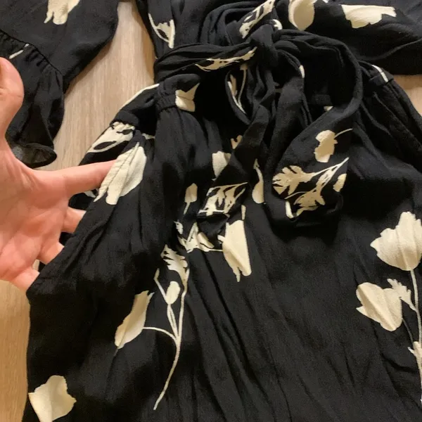 BA&SH Penny Floral Belted Romper Black and White Size 6 - Image 8