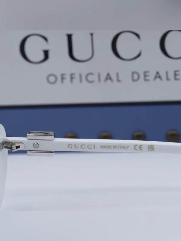 New Gucci Oval Sunglasses Gucci Gg1684sa 006 White Grey Women Eyewear Nib - Image 10