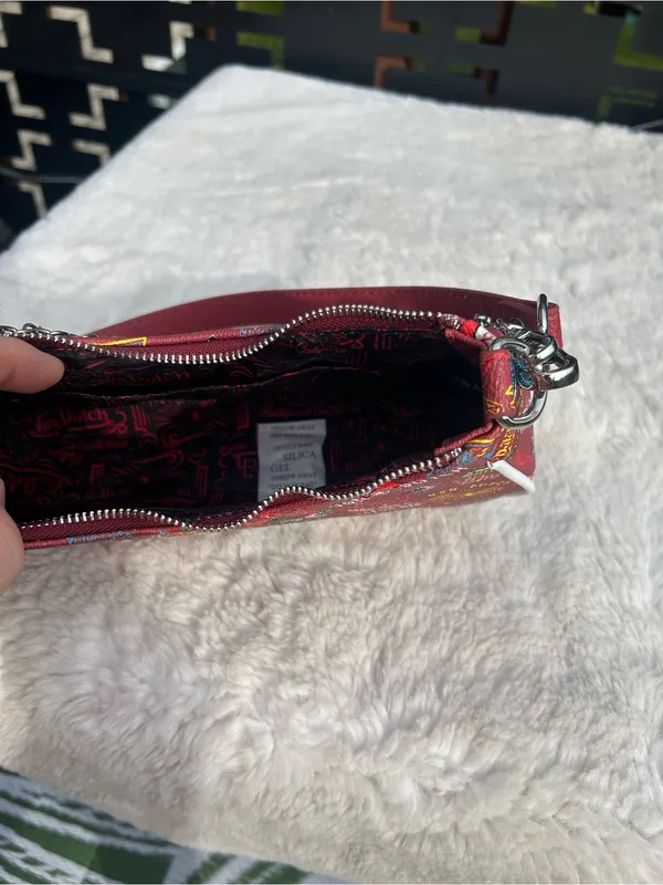 Von Dutch red Jax shoulder bag purse silver chain charms Y2K biker NWT - Image 7