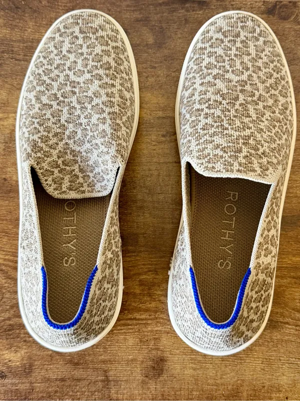 Rothy’s Pebble Spot Slip On Sneakers Womens Size 6.5 Cheetah Leopard Knit Flats - Image 5
