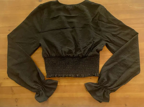 Altar'd State Black Smocked Ruffled Long Sleeve Blouse - Image 2