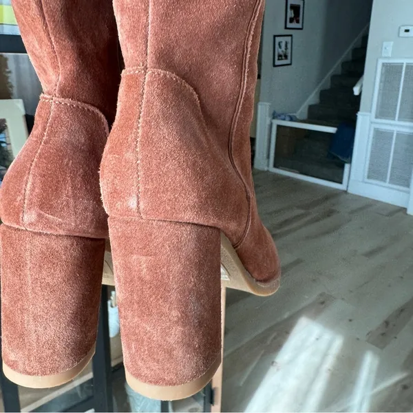 Dolce Vita knee high suede boots brandy leather heel sarie western riding - Image 6