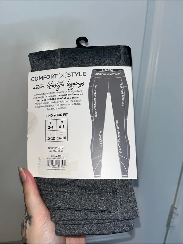 Fitkicks Crossovers NIP Active Yoga Leggings Sz M Soft Knit Stretch Workout Gray - Image 6