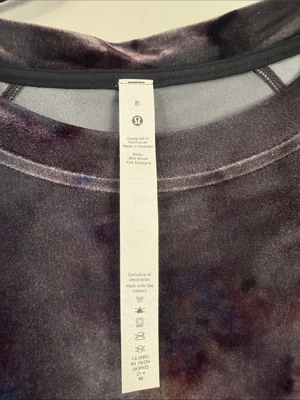 Lululemon Interstellar Dark Gray Multi Velour Warm Down Crew Size 8 - Image 4