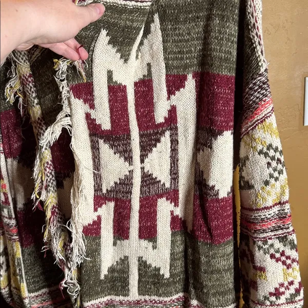 Free People Wild Wild West Southwest Belted Cardigan Size M/L Oversized - Image 9