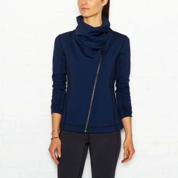 ✨Lucy Asymmetrical Zip Button Closure Yoga Jacket✨ Blue Size XS - Image 5