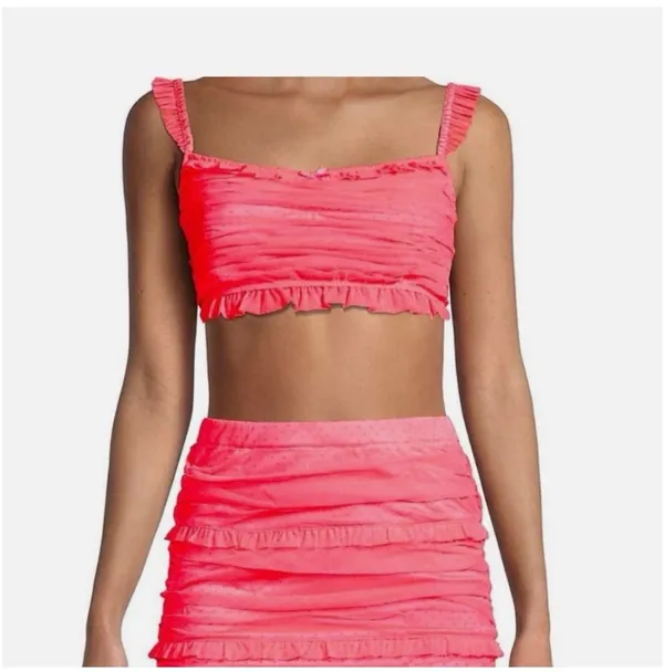 For Love & Lemons Vixen Cropped Top & Mini Skirt Lace Ruffles Swiss Dot Set L/XS - Image 5