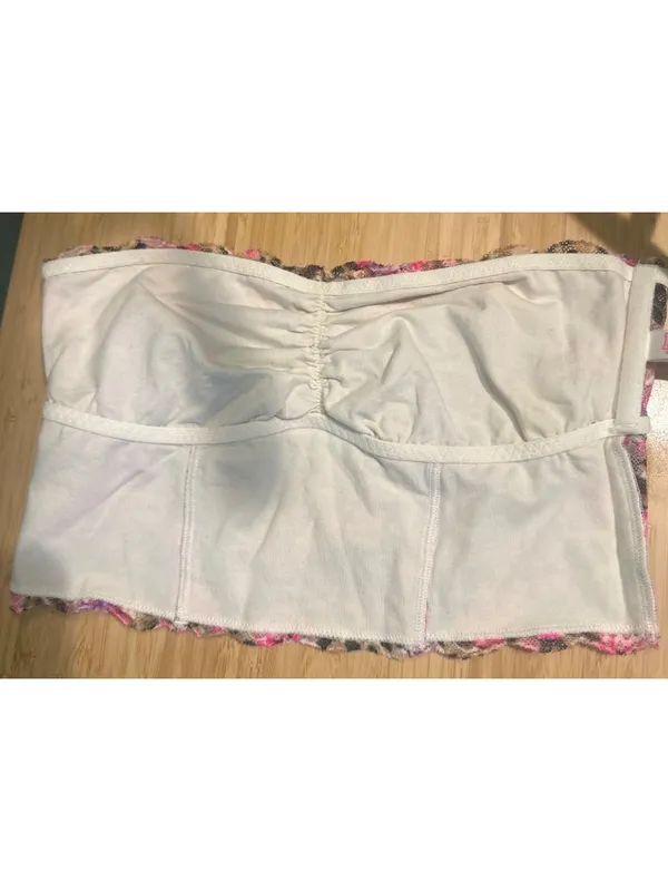 PINK Victoria's Secret M/M Leopard Floral Lace Bandeau Bralette Strapless - Image 5