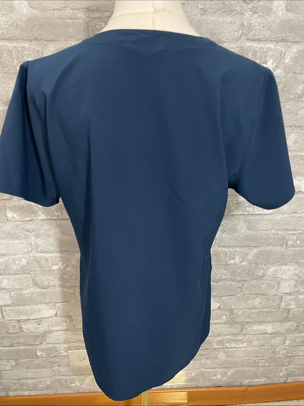 Carhartt Scrub Navy Top with Bright Green Trim - Image 4