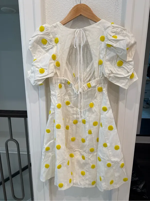 For Love & Lemons NWT Lemon Dot Puff Sleeve Mini Dress Small - Image 5