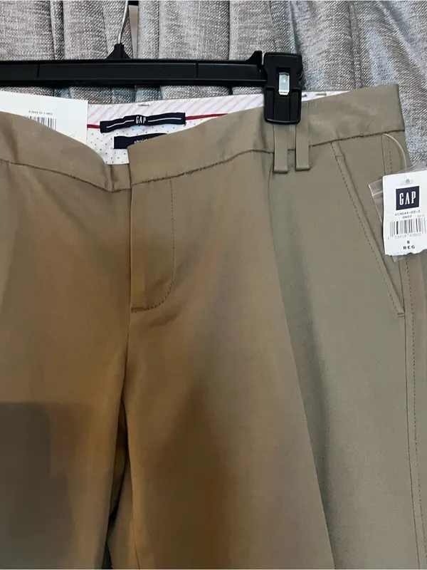 NWT Gap Khaki GapStretch Straight Dress Pants Classic Flat Front Trousers Size 8 - Image 7