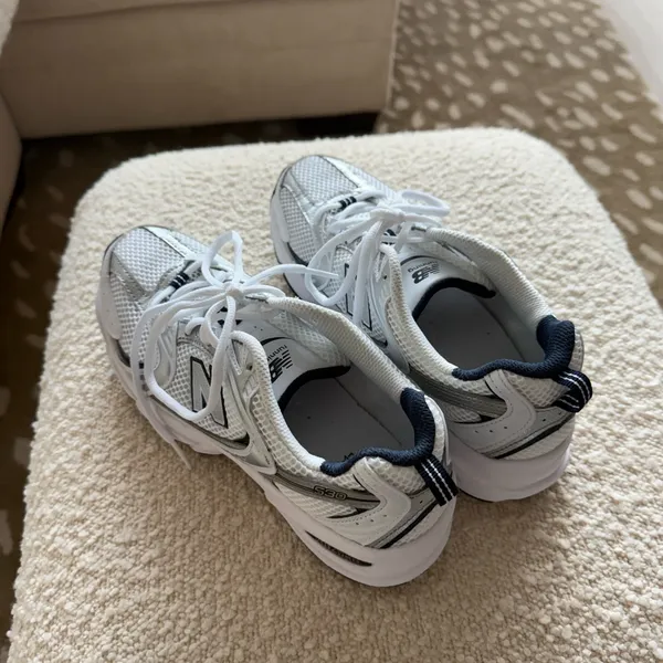 New Balance White and Black Sneakers - Image 2