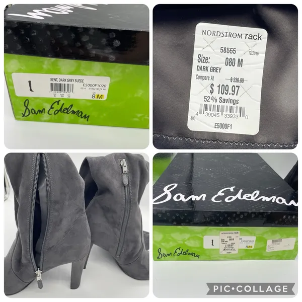 Sam Edelman Womens 8 Boots Kent Over the Knee Dark Gray Soft Vegan Suede Hi Heel - Image 7
