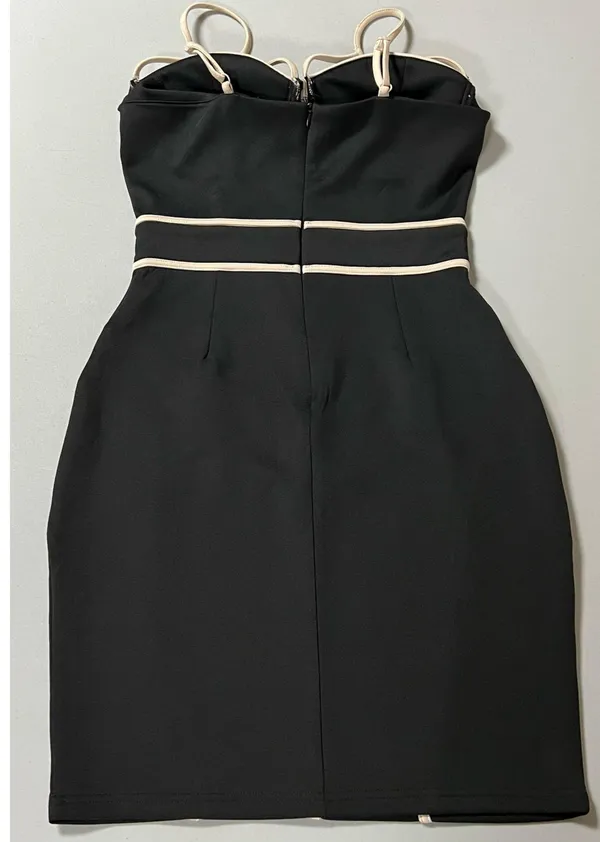 Black Tan Beige Cut-Out Bodycon Dress Size M 🖤✨ - Image 2