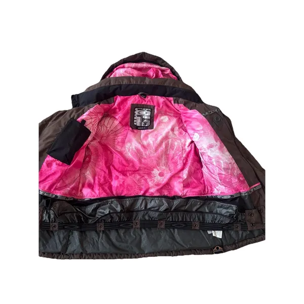 Oakley Women's Full Zip Ski Snowboard Jacket Brown Pink Small Down Puffer‎ Coat - Image 5