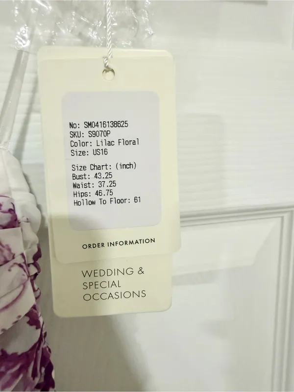 NWT STACEES Lilac Floral Wedding Guest Tiered Strapless Formal Dress Size 16 - Image 4