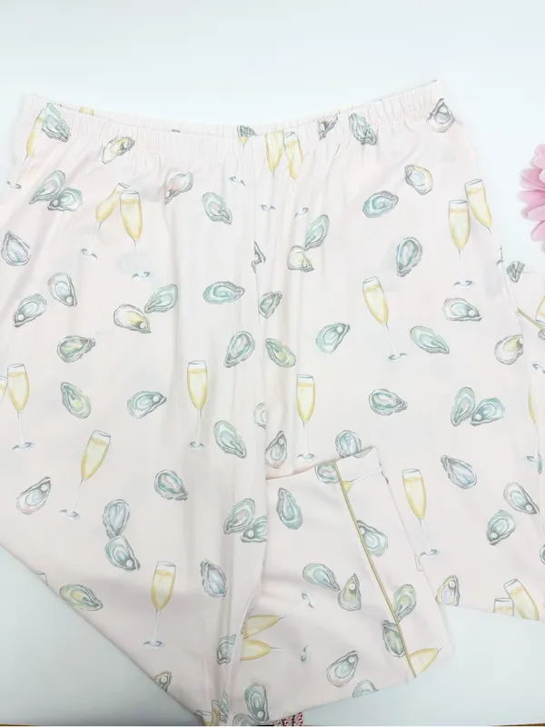 BedHead PJs X Anthropologie Classic Jersey 2 Piece Pajama Set Oysters Champagne - Image 10