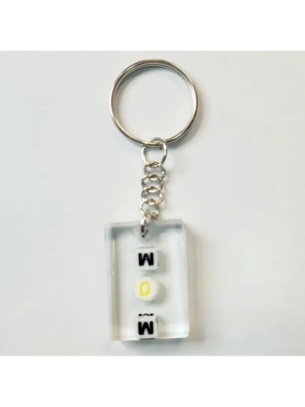 Resin Mom Keychain Handmade Clear Yellow - Image 3