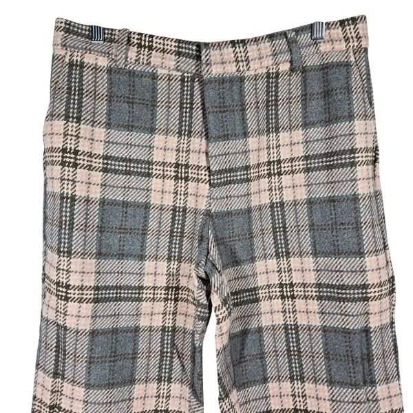 AREA STARS Plaid Wide Leg Pants Trousers Womens‎ Large Pink Grey Flannel Blend - Image 3