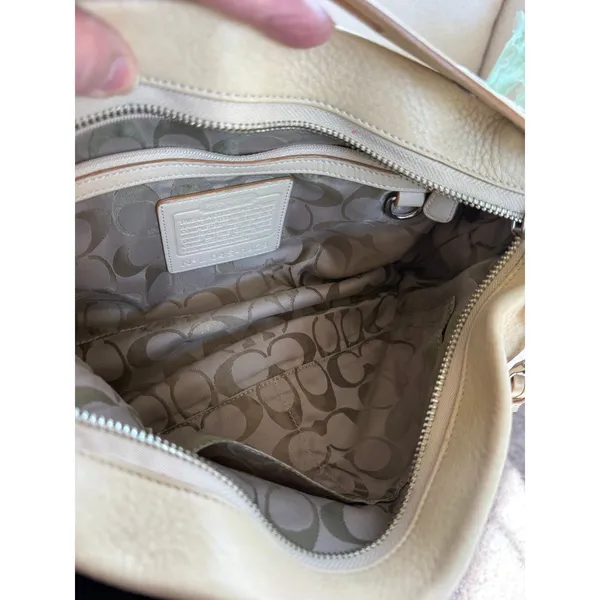 Vintage Coach Tote Bag Women Beige Pebbled Leather Adjustable Shoulder Strap - Image 8