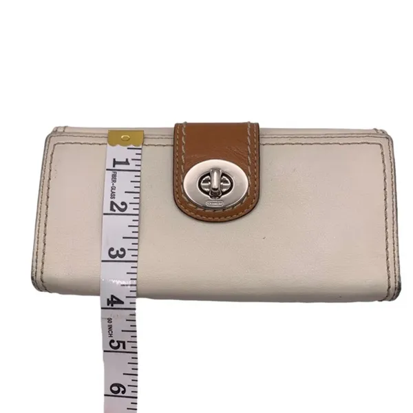 y2k COACH White Brown Turnlock Wallet - Image 10