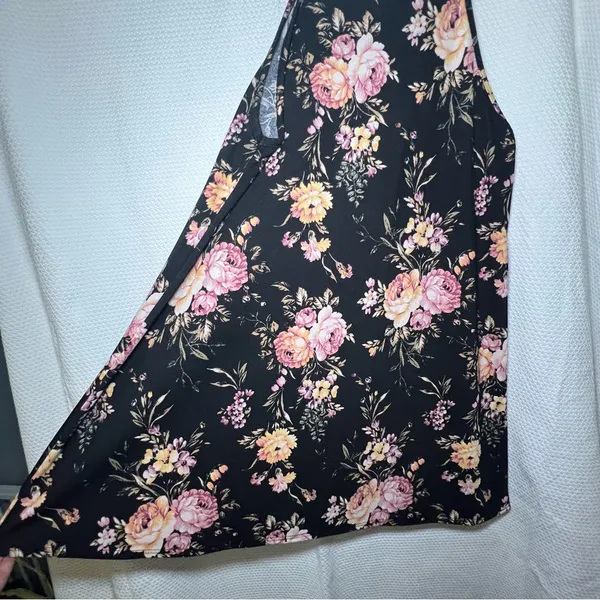 Wallflower Womens Size XXL Black‎ and Floral Pattern Flowy Midi Sleeveless Dress - Image 4