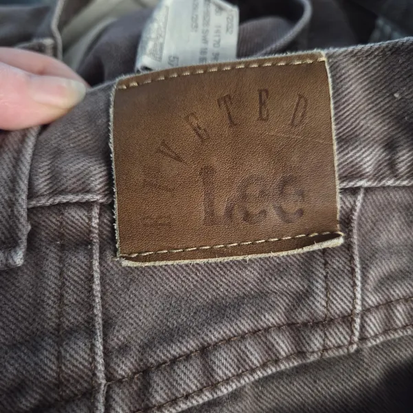 Vintage Lee Riveted Brown Denim Cotton Tapered Leg High Rise Jeans Size 12 Med - Image 10