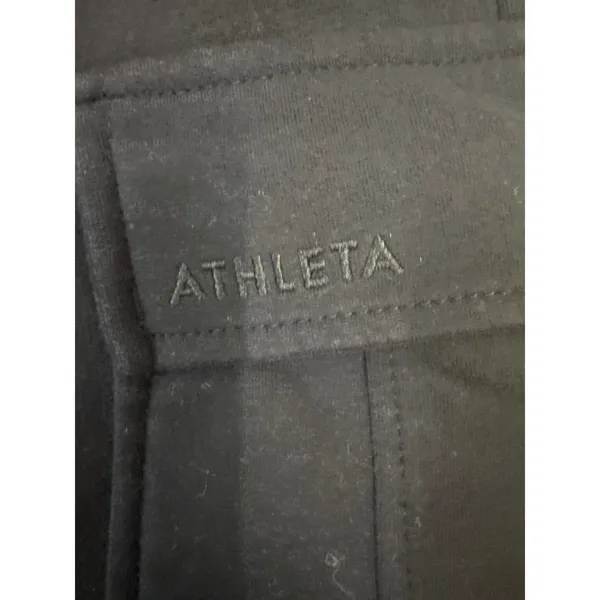 Athleta Easy Fleece Cargo Wide Leg Pants Black Women High Rise Size‎ Medium - Image 4