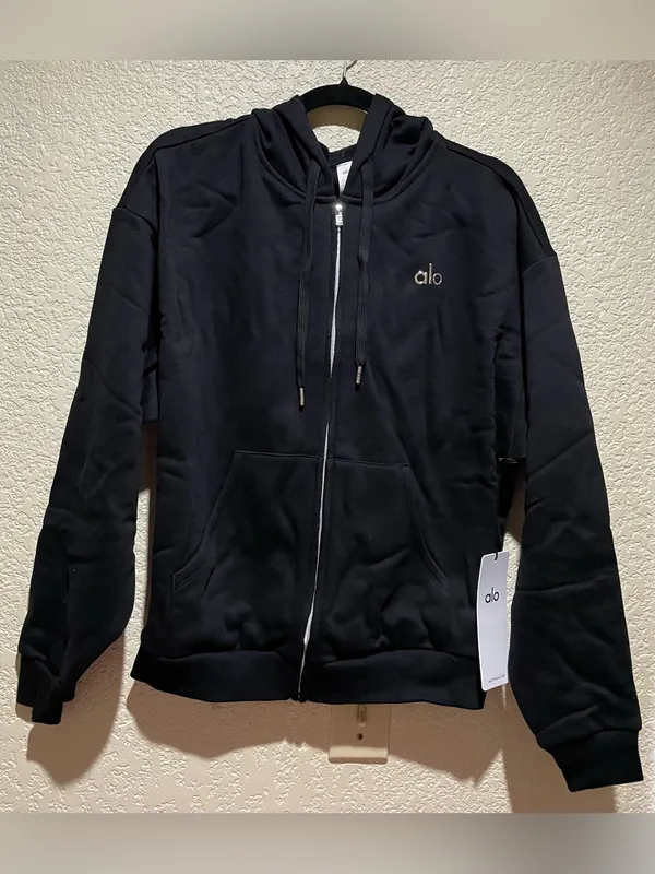 Alo Yoga NWT Accolade Full Zip Black Hoodie Size S - Image 4