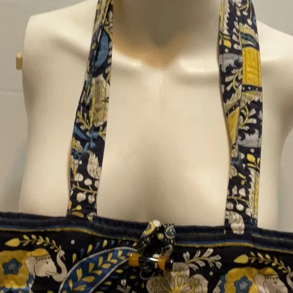 Vera Bradley Ellie Blue Tote Bag Purse Vintage, Blue Yellow White Paisley - Image 2