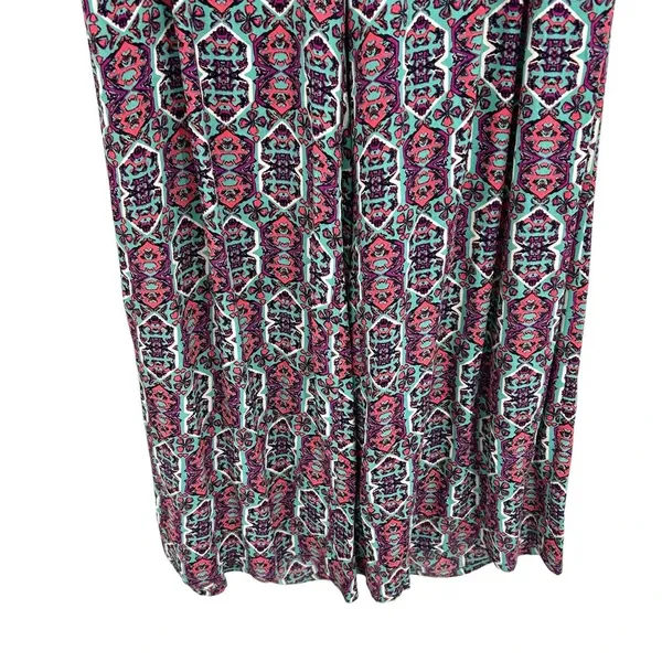 Anthropologie Elevenses‎ South Shore Pants Geometric Wide Leg Pink Teal Size 8 - Image 6