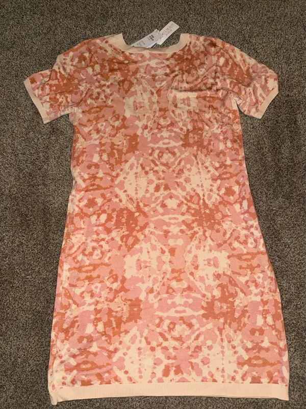 525 Short Sleeve Sweater Dress Size M Rose Dust Multi Tie Dye - Image 3