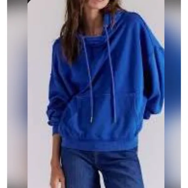 NWT FREE‎ PEOPLE | We The Free of a Feather Hoodie Mazarine Blue Small - Image 2