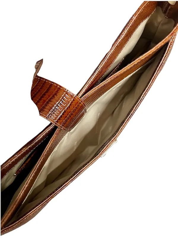 Brahmin Kyrie Jardim Woven Raffia & Embossed Leather Buckled Snap Shoulder Bag - Image 5