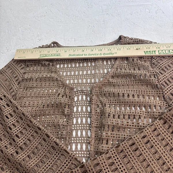 Tunnel Vision Women's XXL Crochet Duster Open Cardigan Taupe Boho Long Sleeve - Image 14