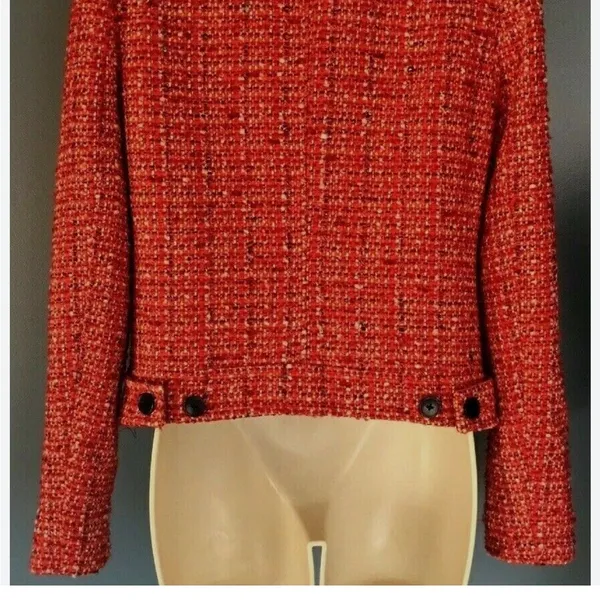 GAP Womens Button Double Breasted Short Pea Coat Blazer, Size XS Red Tweed - Image 11