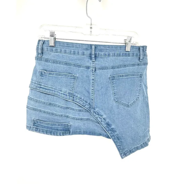 Akira Denim Mini Skirt Womens Large Blue Asymmetrical Streetwear Y2K‎ Urban Edgy - Image 6