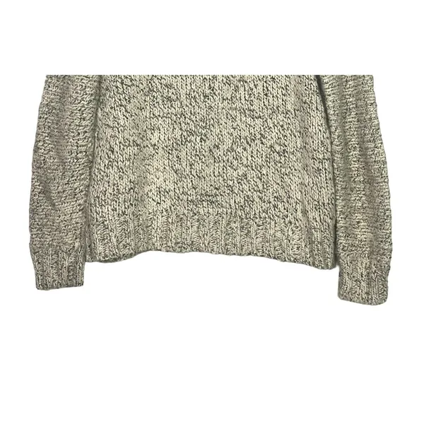 J. Crew Relaxed Fit Alpaca Chunky Cable Knit Long Sleeve Sweater M White Grey - Image 10