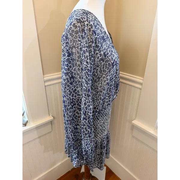 Ulla Johnson Samira Dress Silk Floral Drop Waist Mini Dress Bleu Blue Size 10 - Image 12