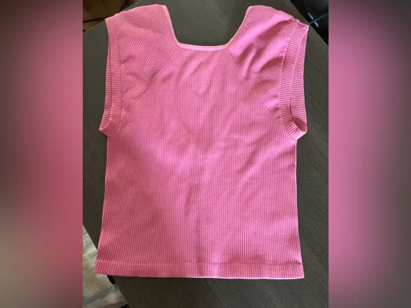 Intimately by Free People Pink Ribbed V-Neck CropTop in the Color Sweet Pea XS/S - Image 7