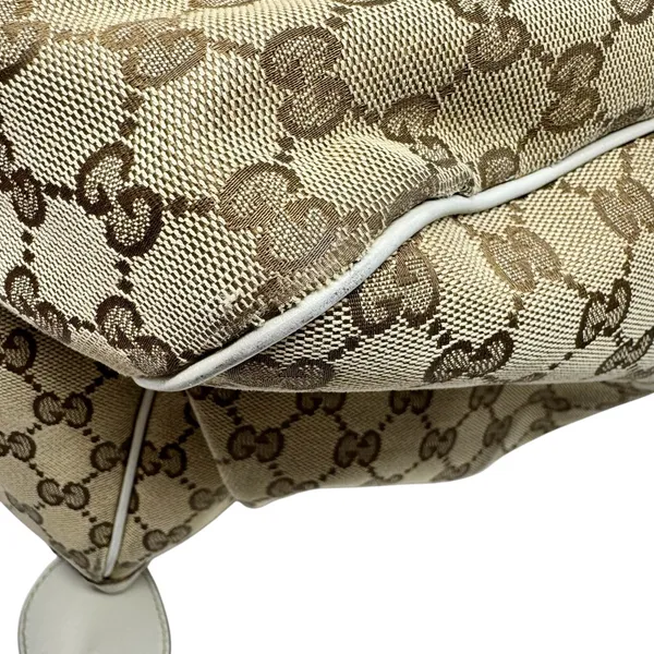 Gucci Sukey Medium Tote Monogram Canvas White Trim Pleated Handbag Charm - Image 7