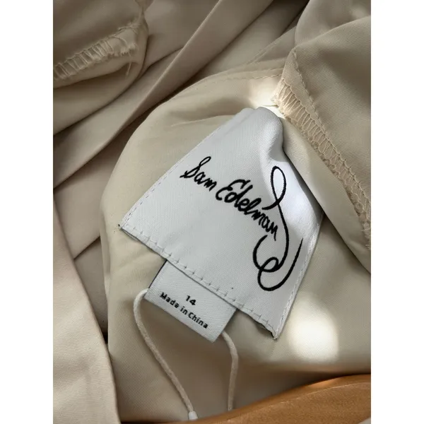 Sam Edelman Womens Beige High Neck Tiered Satin Midi Dress Tie‎ Back Size 14 NEW - Image 4