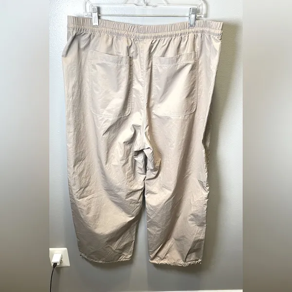 Abercrombie & Fitch Women's Cotton Nylon Wide Leg‎ Pants Beige Tan Size XL - Image 5